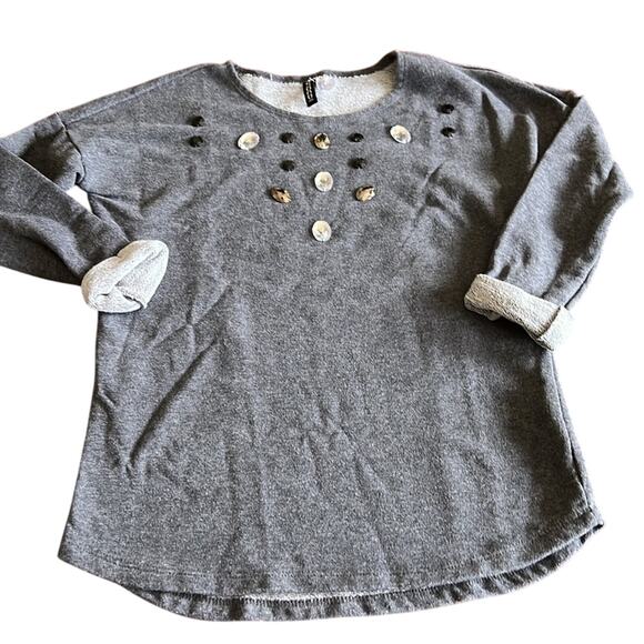 H & M Divided Size 2 Gray Jewel Embellished Knit Top Pullover Y2K - Picture 4 of 9